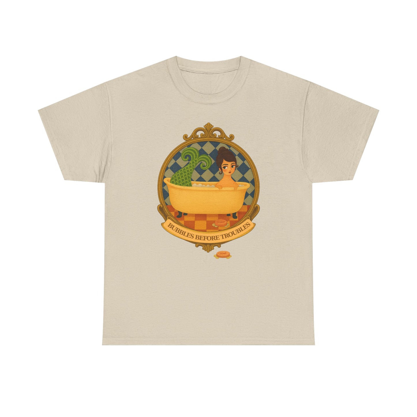 Bubbles before Troubles Unisex Tee, Graphic Art Tshirt, Moonwoven Luna Shirt, Bubble Design Top, Cute Casual Tee, Funny Quote Tee