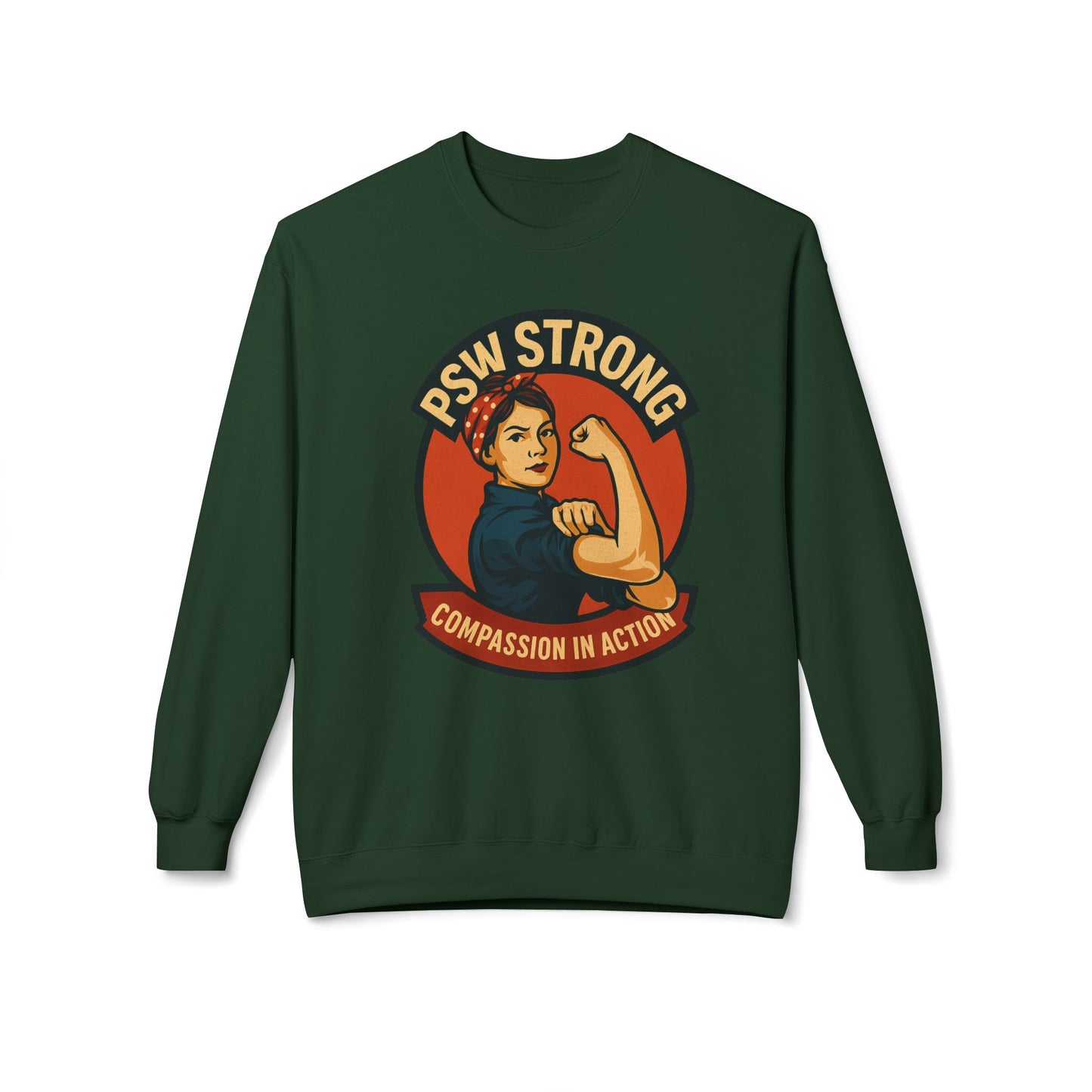 PSW Strong Fleece Crewneck Sweatshirt - Empowerment Gift, Cozy Apparel, Thoughtful Present, Comfortable Fashion, Inspirational Wear