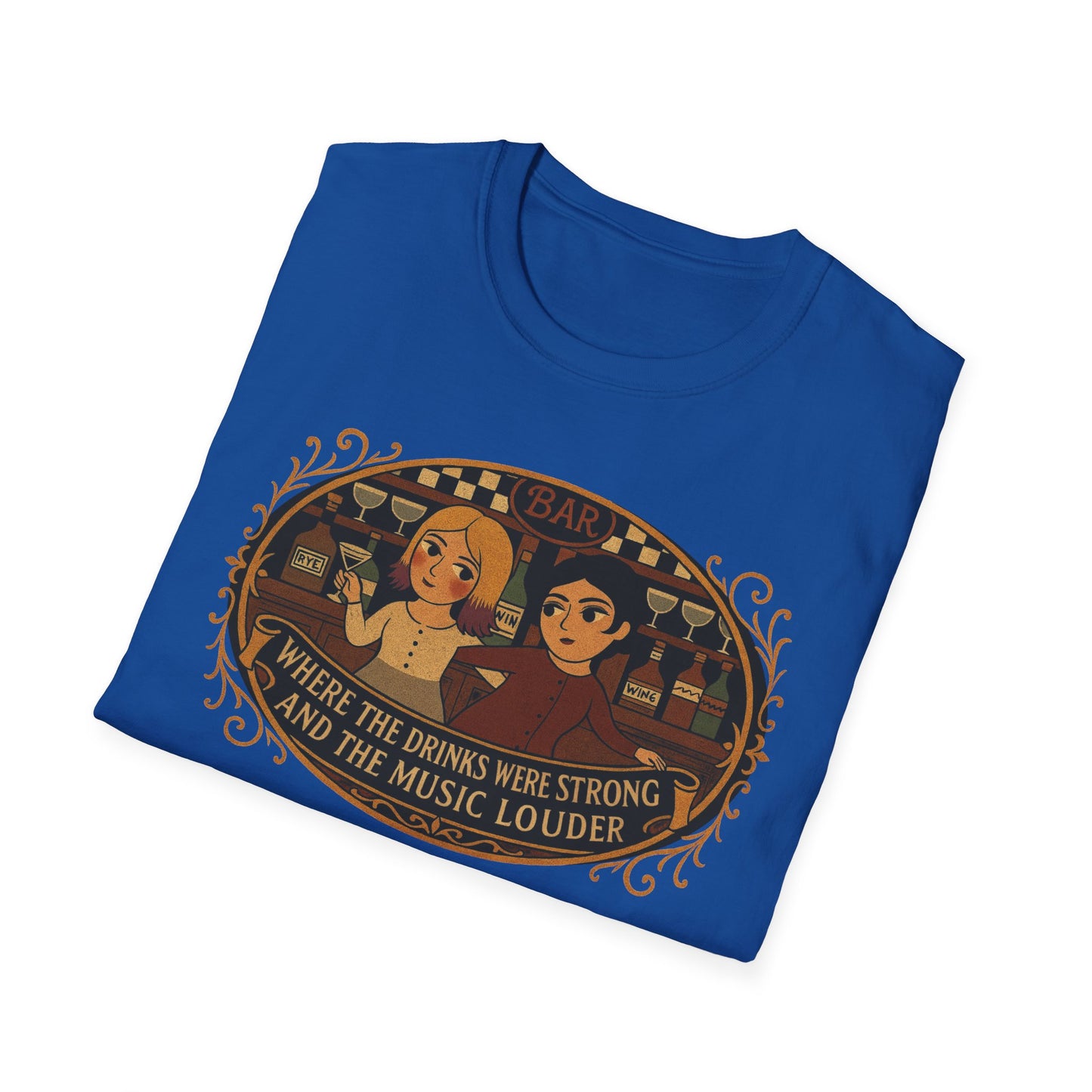 Where the Drinks were Strong and the Music Louder T-Shirt - Perfect for Festivals, Music Lovers , Gifts for Friends, Unisex Softstyle Tee
