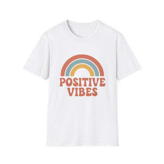 Retro "Positive Vibes" Rainbow Unisex , Graphic Tee