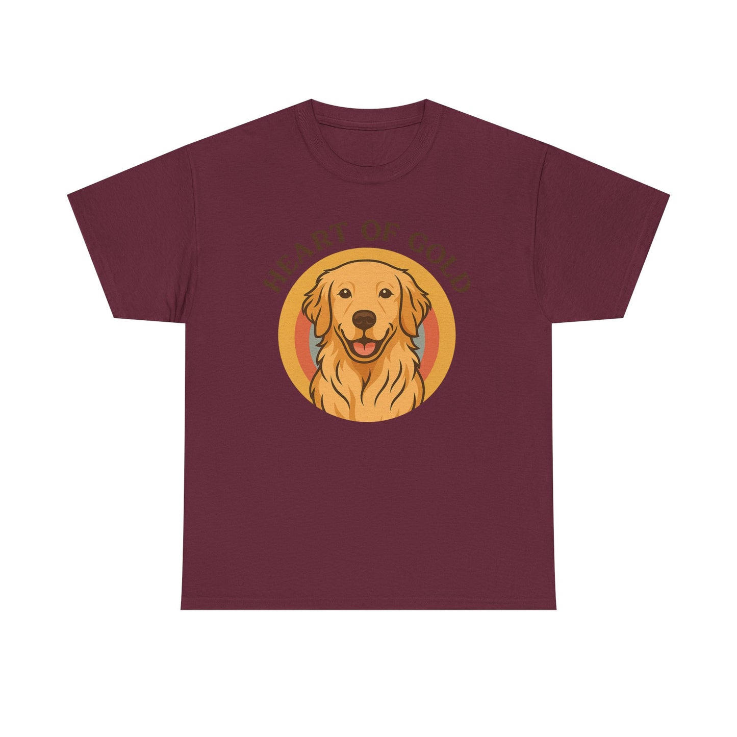 Golden Retriever, Heart of Gold Dog Tee - Unisex Heavy Cotton T-Shirt, Pet Lover Gift, Animal Lover Apparel, Golden Retriever Shirt,