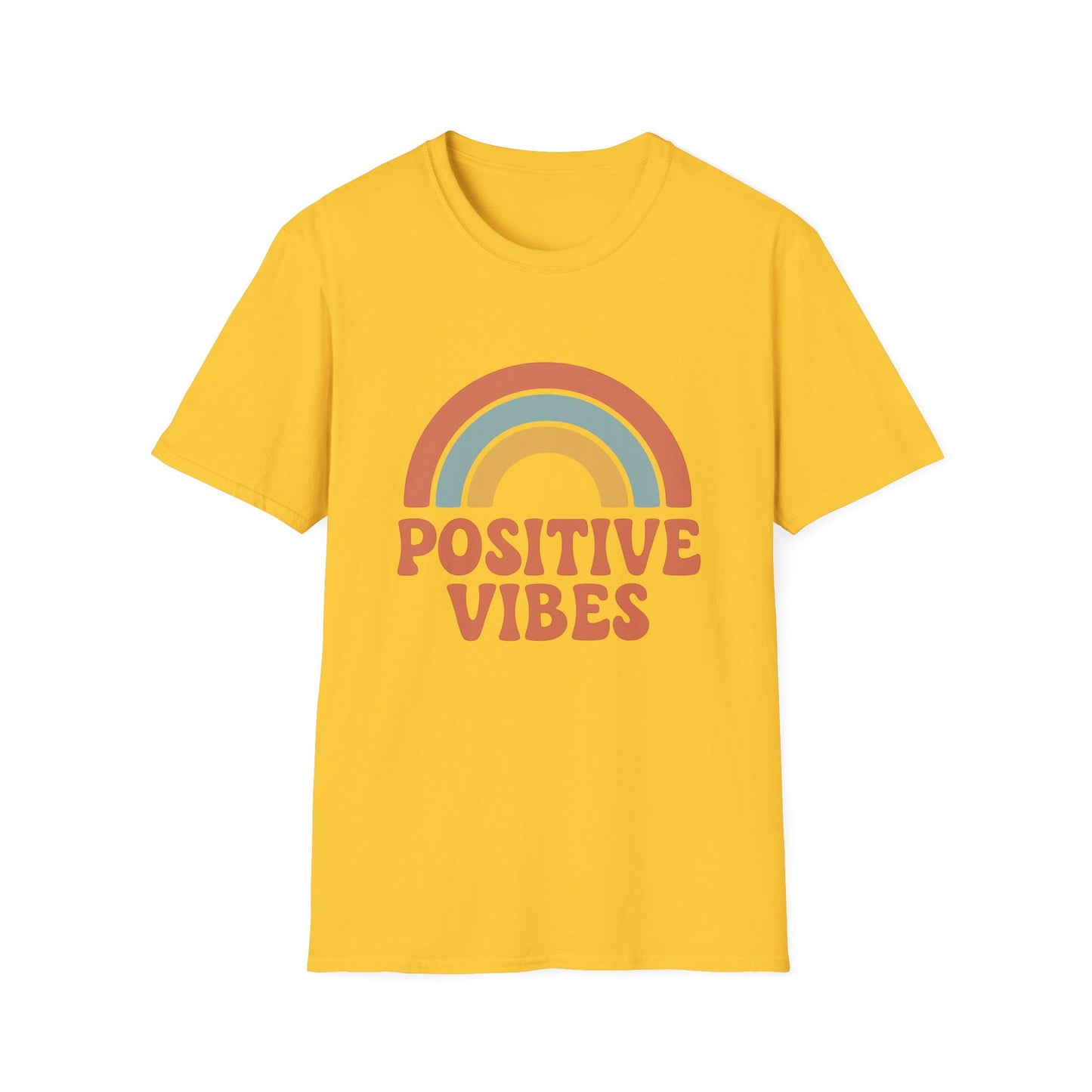 Retro "Positive Vibes" Rainbow Unisex , Graphic Tee