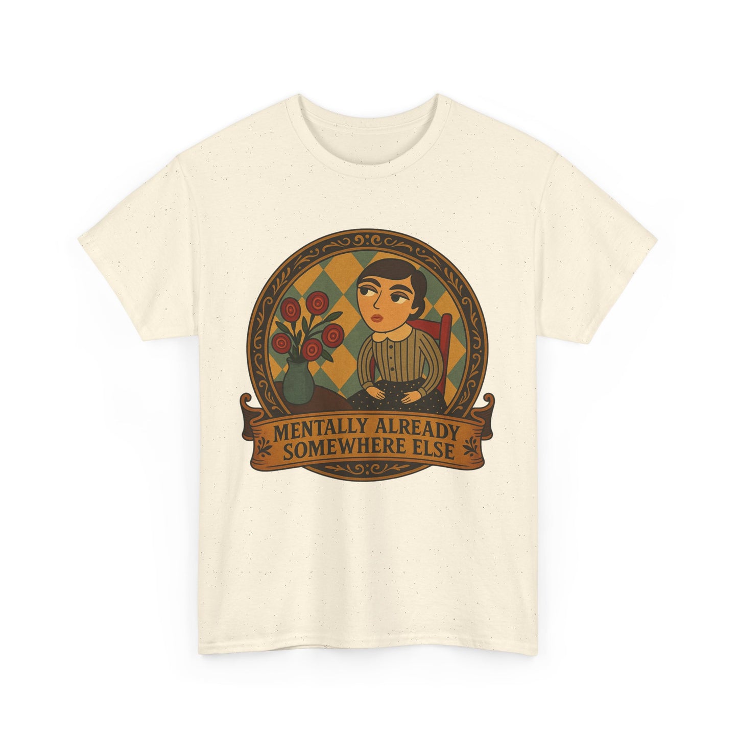 Retro Graphic Tee: 'Mentally Already Somewhere Else', Original Art t-shirt, Casual Wear, Vintage Style, Gift for Dreamers,