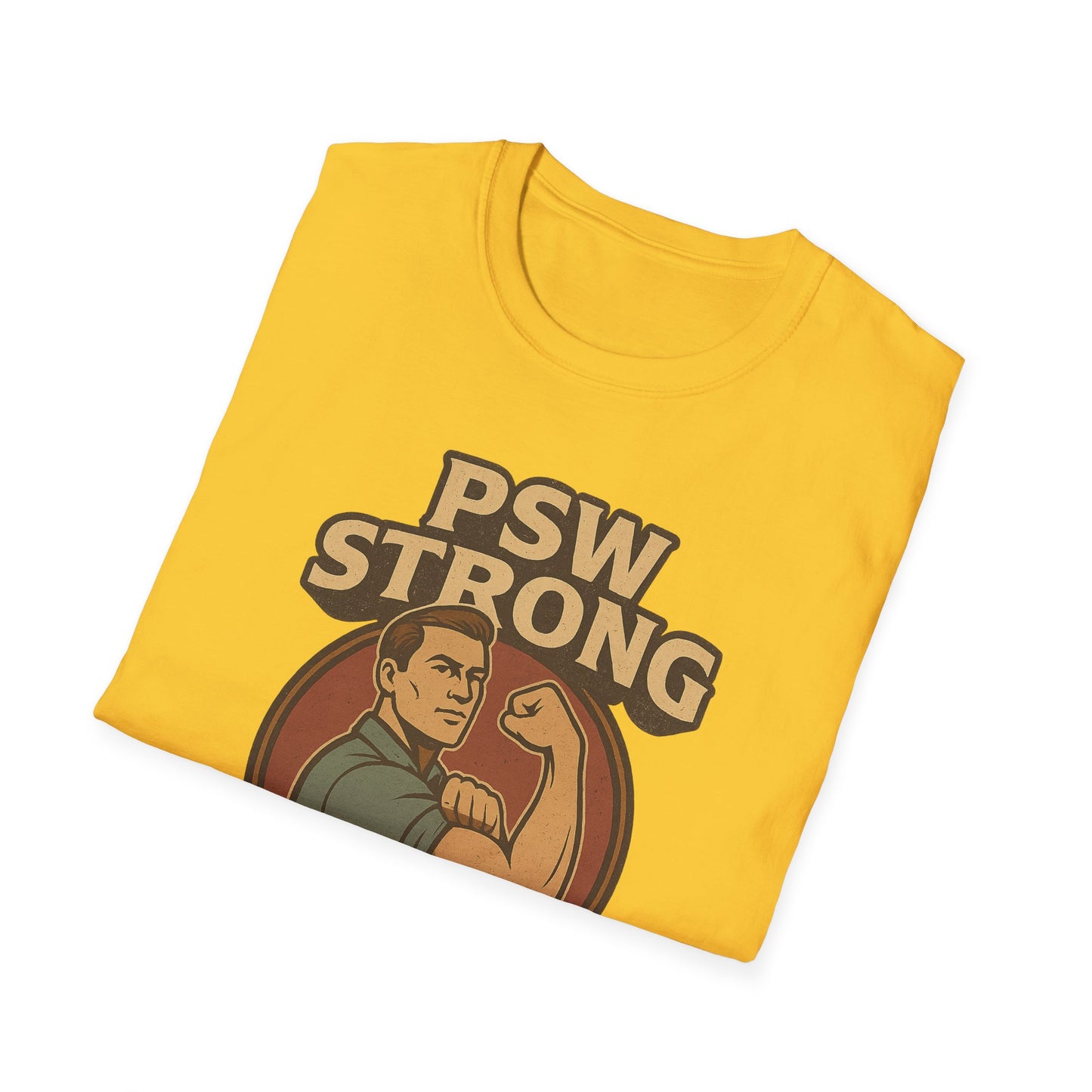 PSW Strong Compassion in Action t-shirt for men, design by Moonwoven by Luna , a part of her retro Care Givers Collection