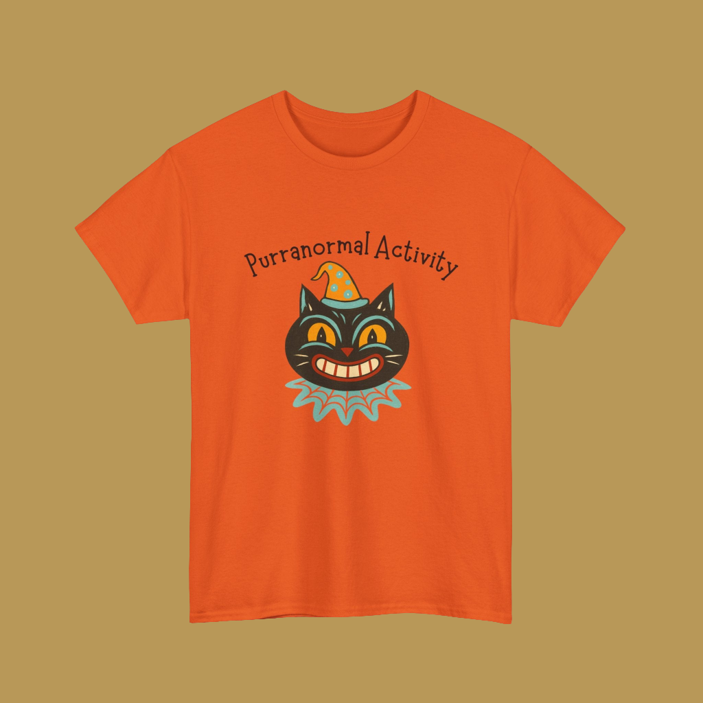 Vintage Black Cat T-Shirt , Purranormal Activity Retro Halloween Tee
