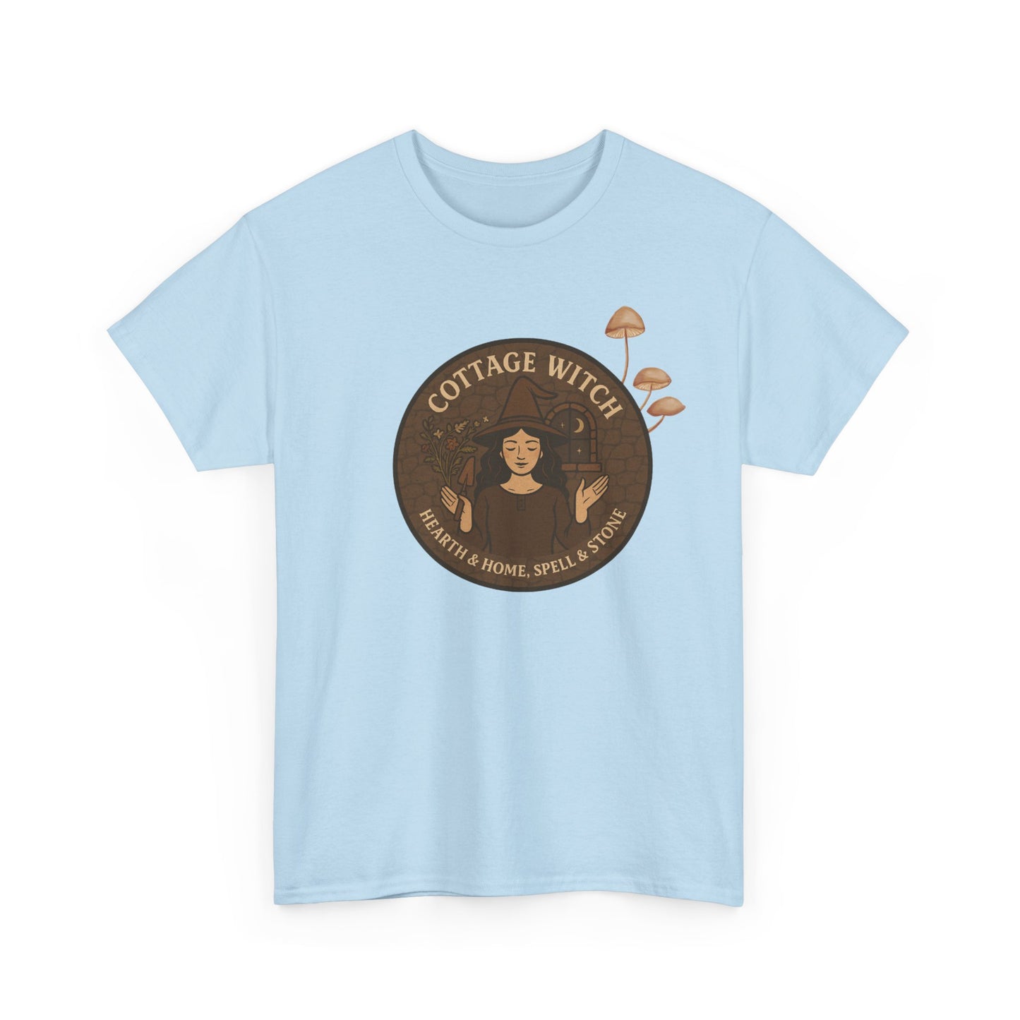 Cottage Witch T-Shirt, Unisex Heavy Cotton Tee, Boho Style Tee, Witchy Apparel, Halloween Costume, Gift for Witches