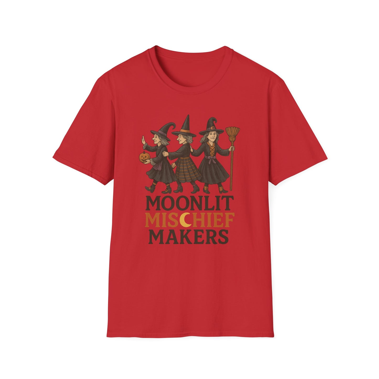 Moonlit Mischief Makers T-Shirt | Halloween, Witch Costume Tee, Unisex Graphic Shirt, Cute Halloween Outfit, Fall Fashion