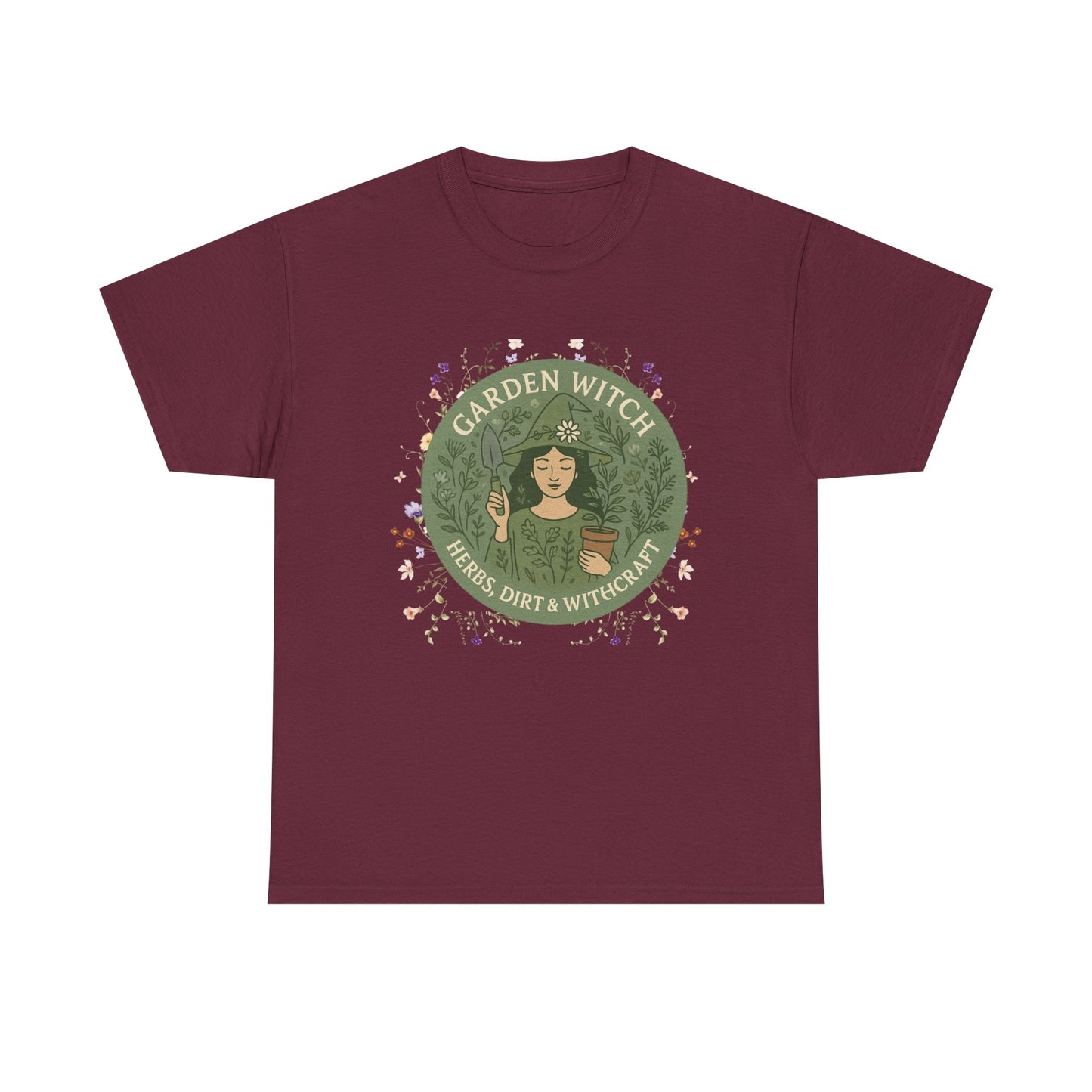 Garden Witch Unisex Heavy Cotton Tee | Perfect for Eco-Lovers, Magical Occasions, Gardening Enthusiasts, Gift for Witches, Cozy Wear