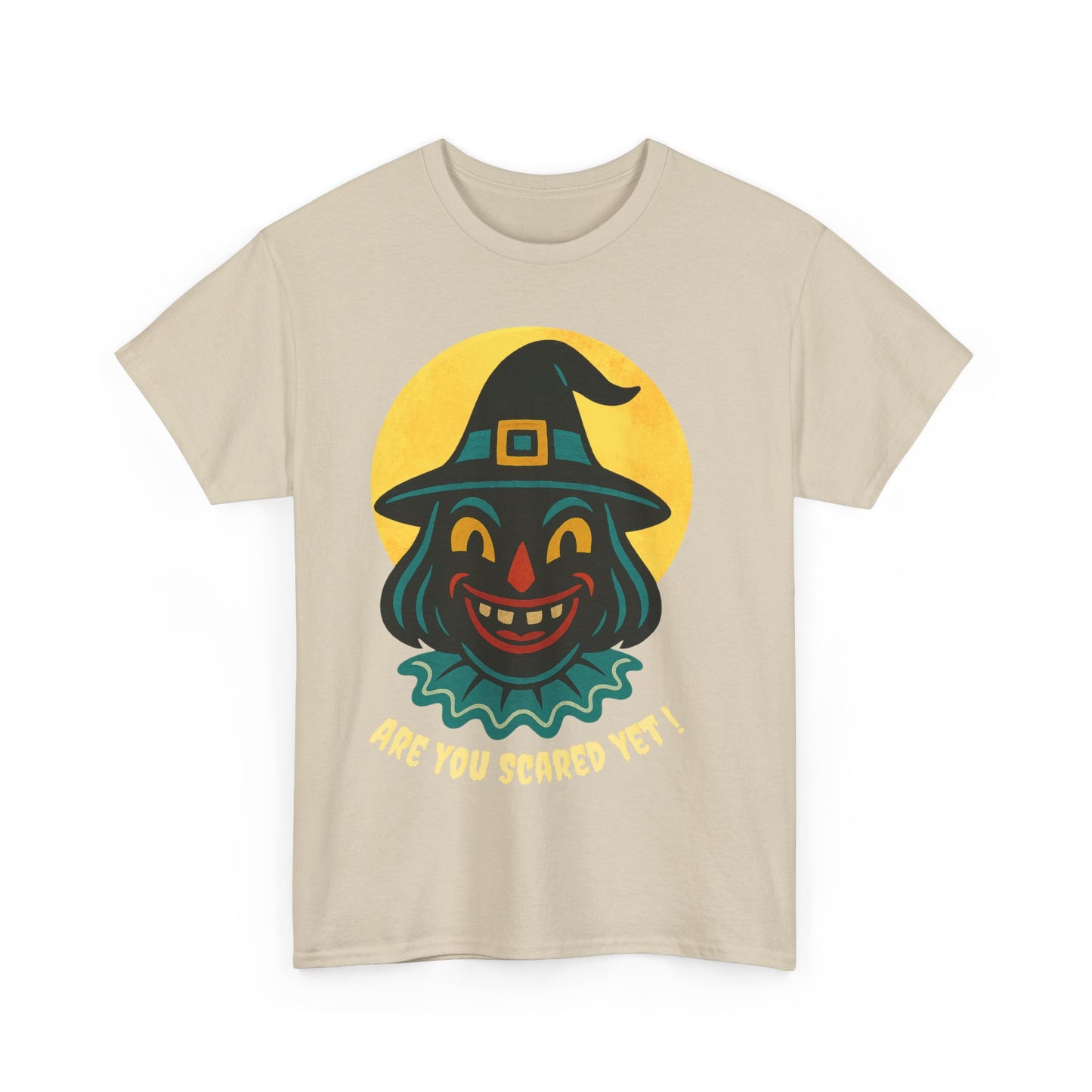 Are You Scared Yet? Whimsical Halloween Tee, Unisex Heavy Cotton T-Shirt, Scary Clown Design, Fun Halloween Apparel, Spooky Gift for Friends