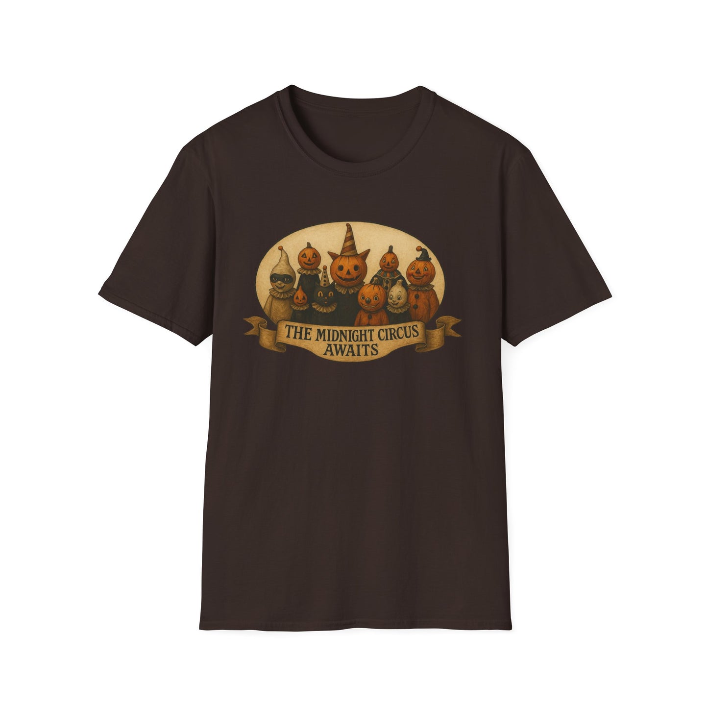 The Midnight Circus Awaits , Unisex T-Shirt, Moonwoven Luna Tee, Softstyle Graphic Shirt, Dark Circus Clothing, Mystical Festival Top