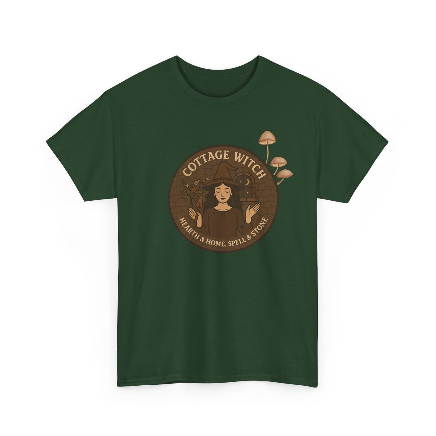Cottage Witch T-Shirt, Unisex Heavy Cotton Tee, Boho Style Tee, Witchy Apparel, Halloween Costume, Gift for Witches