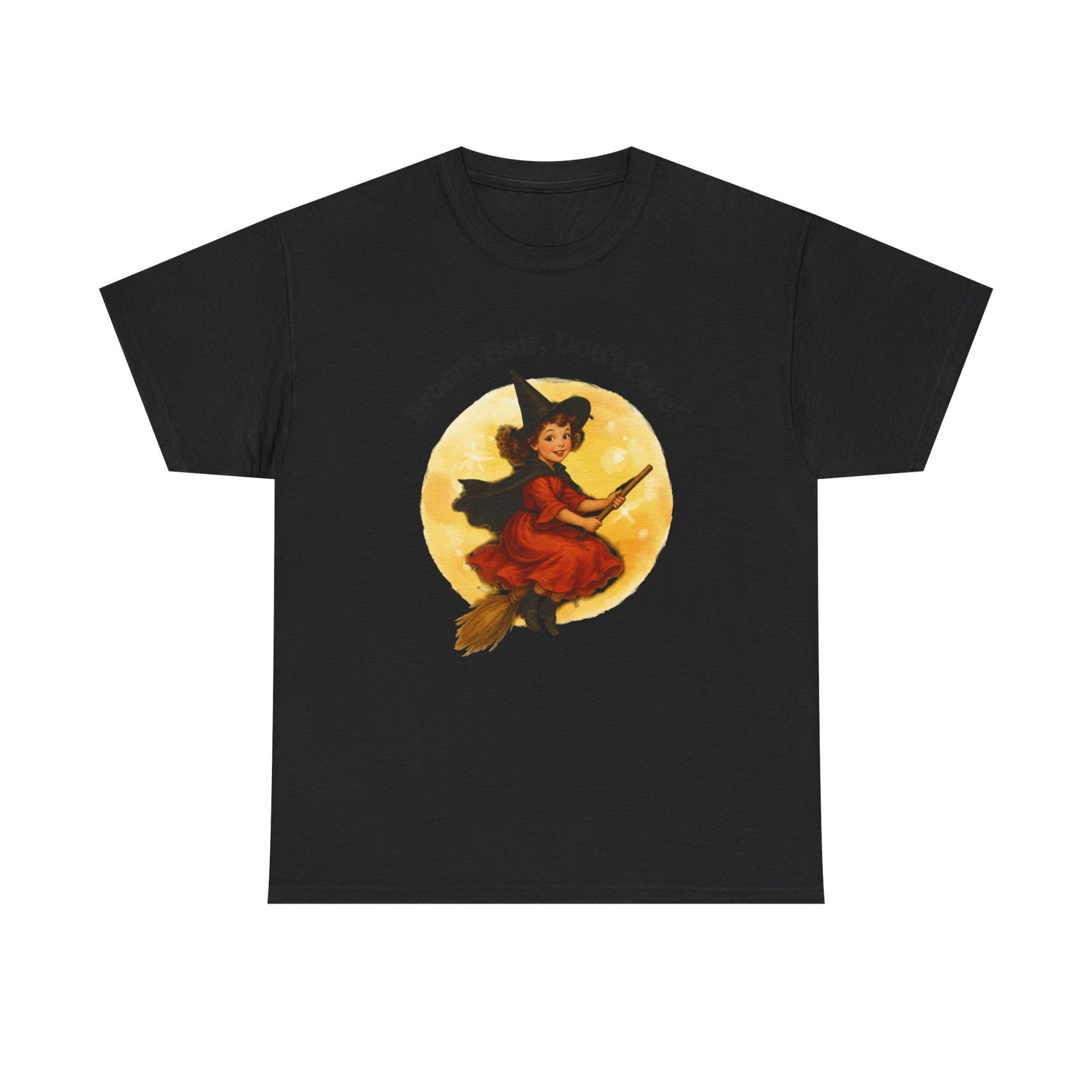Vintage Cute Witch T-Shirt ,Retro Halloween Broomstick Tee