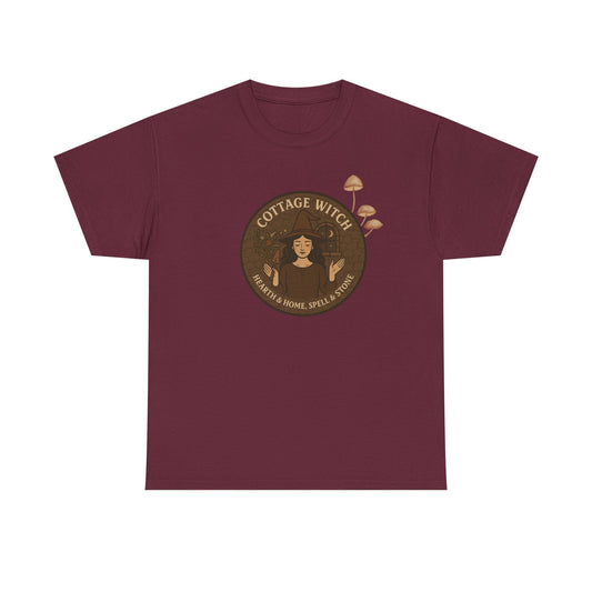 Cottage Witch T-Shirt, Unisex Heavy Cotton Tee, Boho Style Tee, Witchy Apparel, Halloween Costume, Gift for Witches
