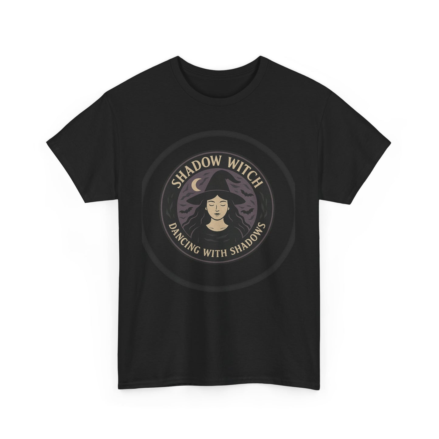 Shadow Witch Unisex Heavy Cotton Tee, Witchcraft Apparel, Halloween Gift, Boho Style T-Shirt, Magical Fashion, Gift for Witches