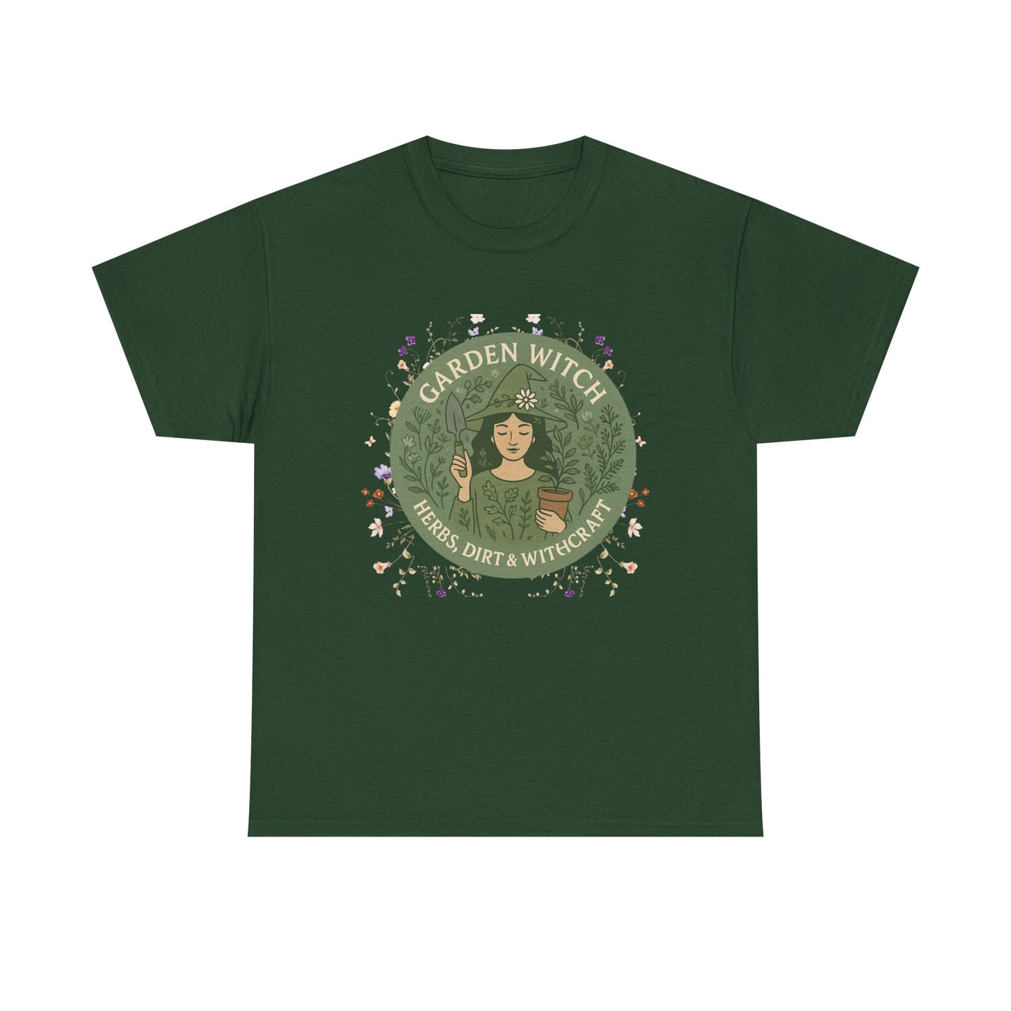 Garden Witch Unisex Heavy Cotton Tee | Perfect for Eco-Lovers, Magical Occasions, Gardening Enthusiasts, Gift for Witches, Cozy Wear