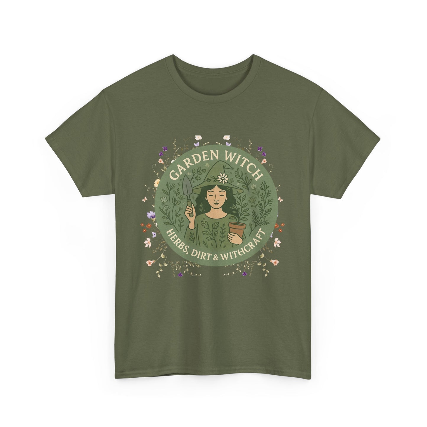 Garden Witch Unisex Heavy Cotton Tee | Perfect for Eco-Lovers, Magical Occasions, Gardening Enthusiasts, Gift for Witches, Cozy Wear