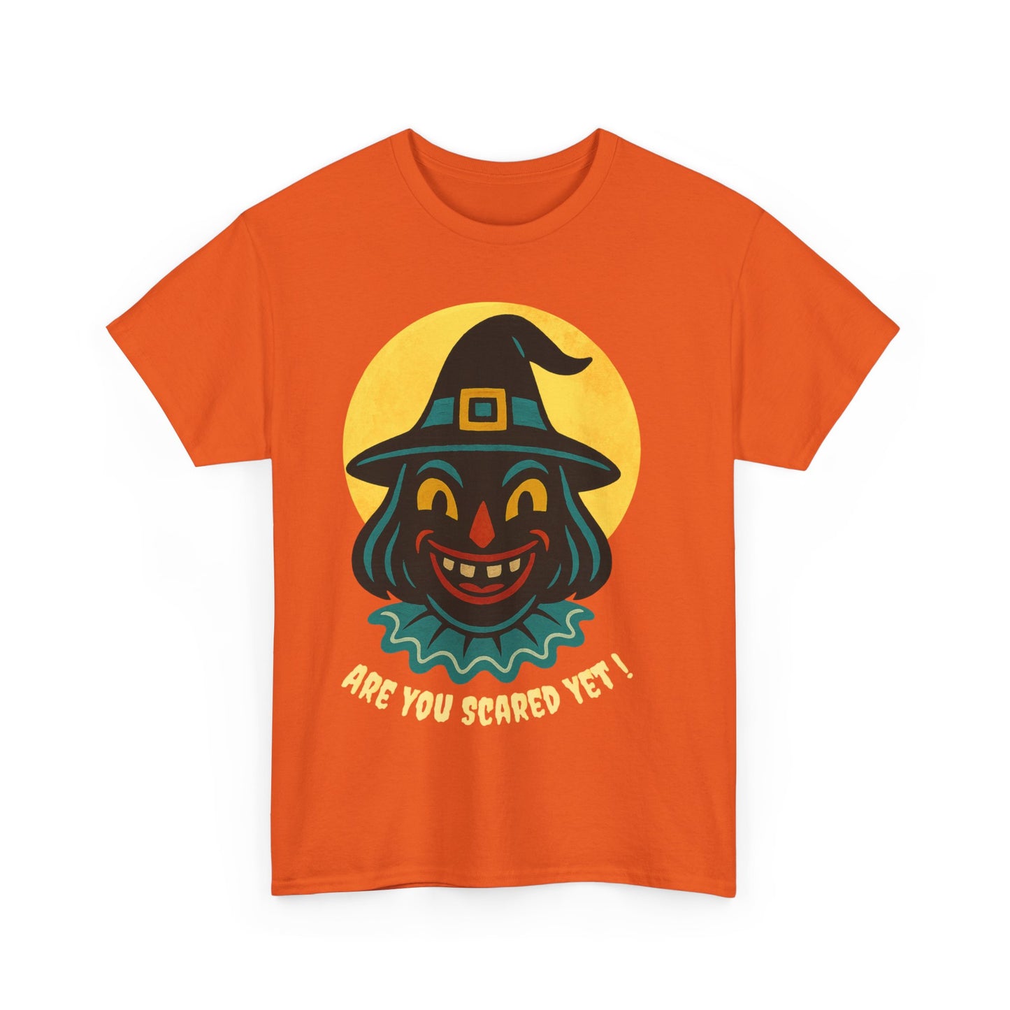 Are You Scared Yet? Whimsical Halloween Tee, Unisex Heavy Cotton T-Shirt, Scary Clown Design, Fun Halloween Apparel, Spooky Gift for Friends