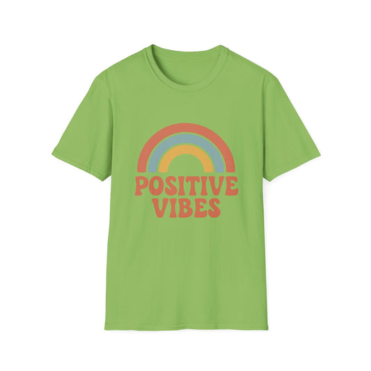 Retro "Positive Vibes" Rainbow Unisex , Graphic Tee