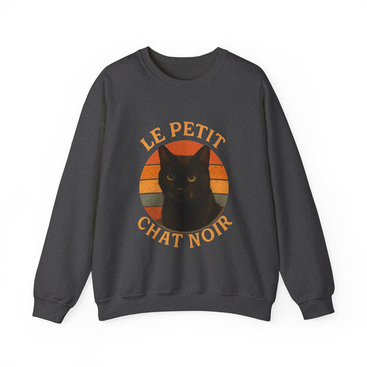 Le Petite Chat Noir, Black Cat Sweatshirt, Cozy Crewneck, Casual Style, Gift for Cat Lovers, Fall Fashion, Unique Animal Design