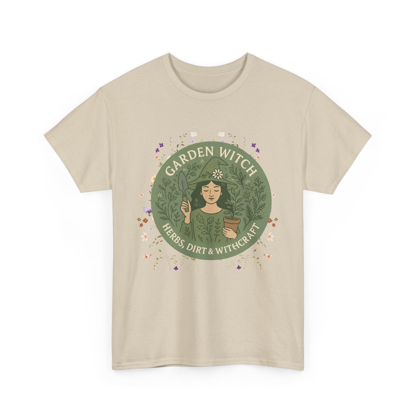 Garden Witch Unisex Heavy Cotton Tee | Perfect for Eco-Lovers, Magical Occasions, Gardening Enthusiasts, Gift for Witches, Cozy Wear