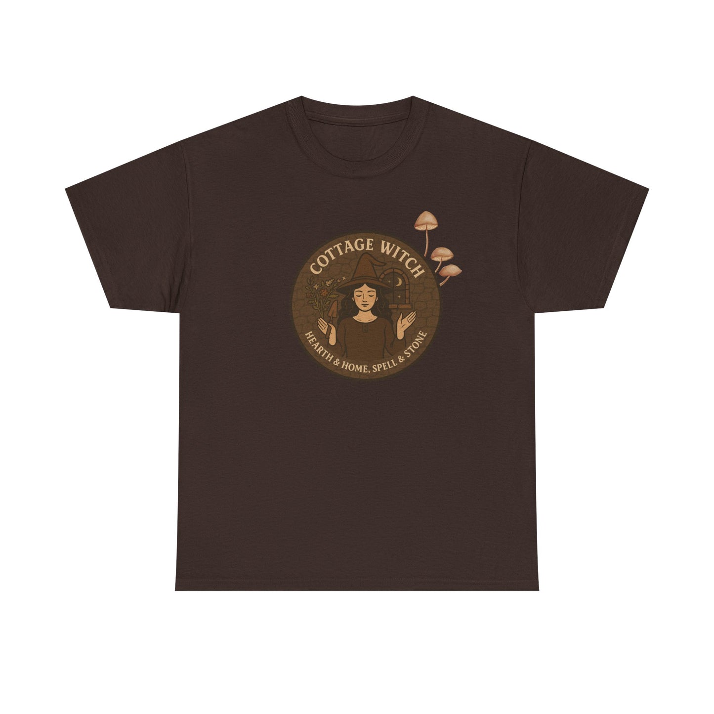 Cottage Witch T-Shirt, Unisex Heavy Cotton Tee, Boho Style Tee, Witchy Apparel, Halloween Costume, Gift for Witches