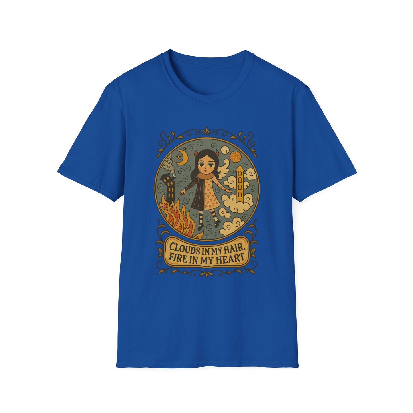 Clouds in hair, Fire in my Heart !Whimsical Graphic T-Shirt, Vintage Style Tee, Unisex Casual Wear, Perfect Gift [...]