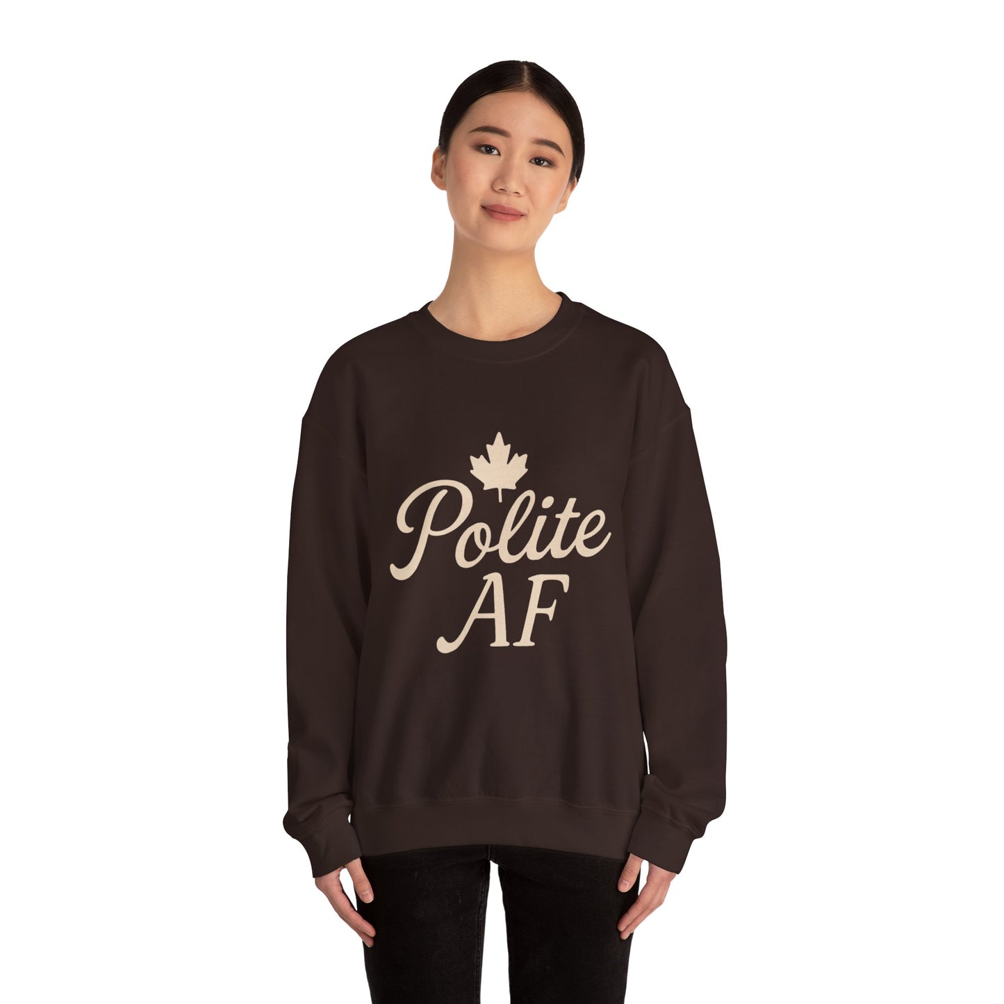 Canadian Polite AF Crewneck Sweatshirt, Chill Winter Jumper, Canada Sweater, Funny Cozy Pullover, Gift for Canadians, Chill Vibes Sweatshirt