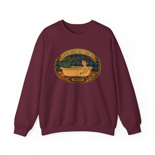 Sirens Need Self-Care too!, Crewneck Sweatshirt | Cozy Gift, Relaxation Apparel, Unisex Sweatshirt, Mindfulness Fashion, Self-Care Reminder