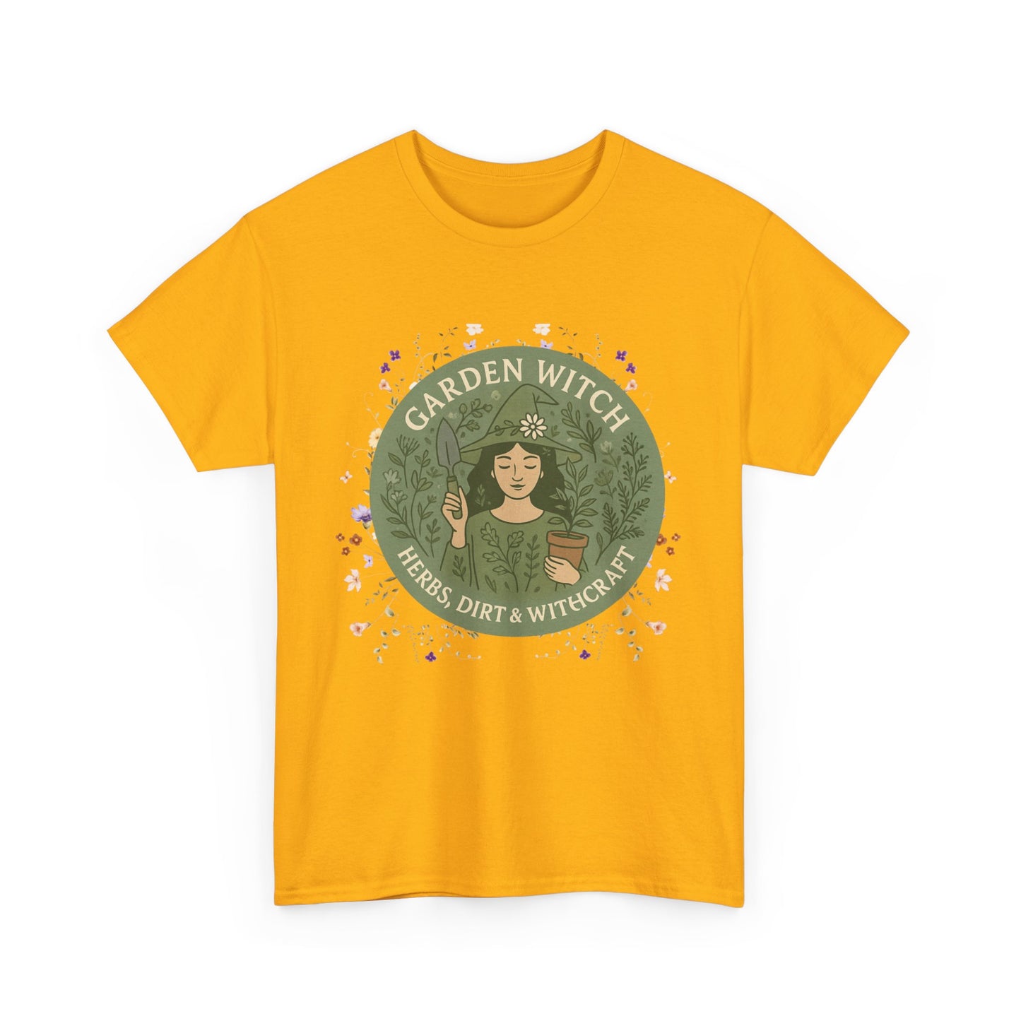 Garden Witch Unisex Heavy Cotton Tee | Perfect for Eco-Lovers, Magical Occasions, Gardening Enthusiasts, Gift for Witches, Cozy Wear