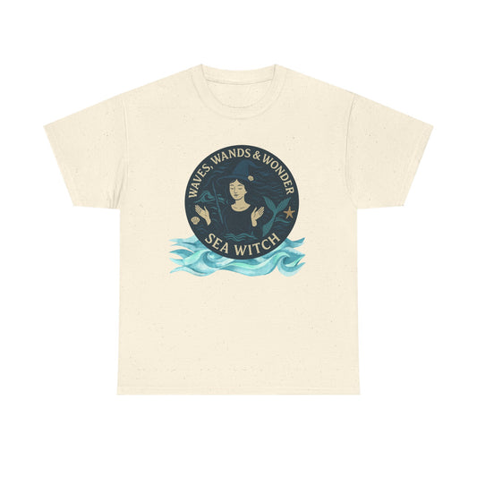 Sea Witch Unisex Tee, Ocean Sorceress T-shirt, Moonwoven by Luna, Sea Witch Shirt, Beach Goth Tee, Sea Witch Gift, Heavy Cotton Tshirt