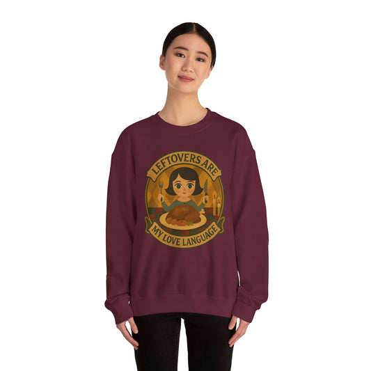 Leftovers Love Language Sweatshirt, Foodie Gift, Original Art Clothing, Moonwoven by Luna, Crewneck Jumper