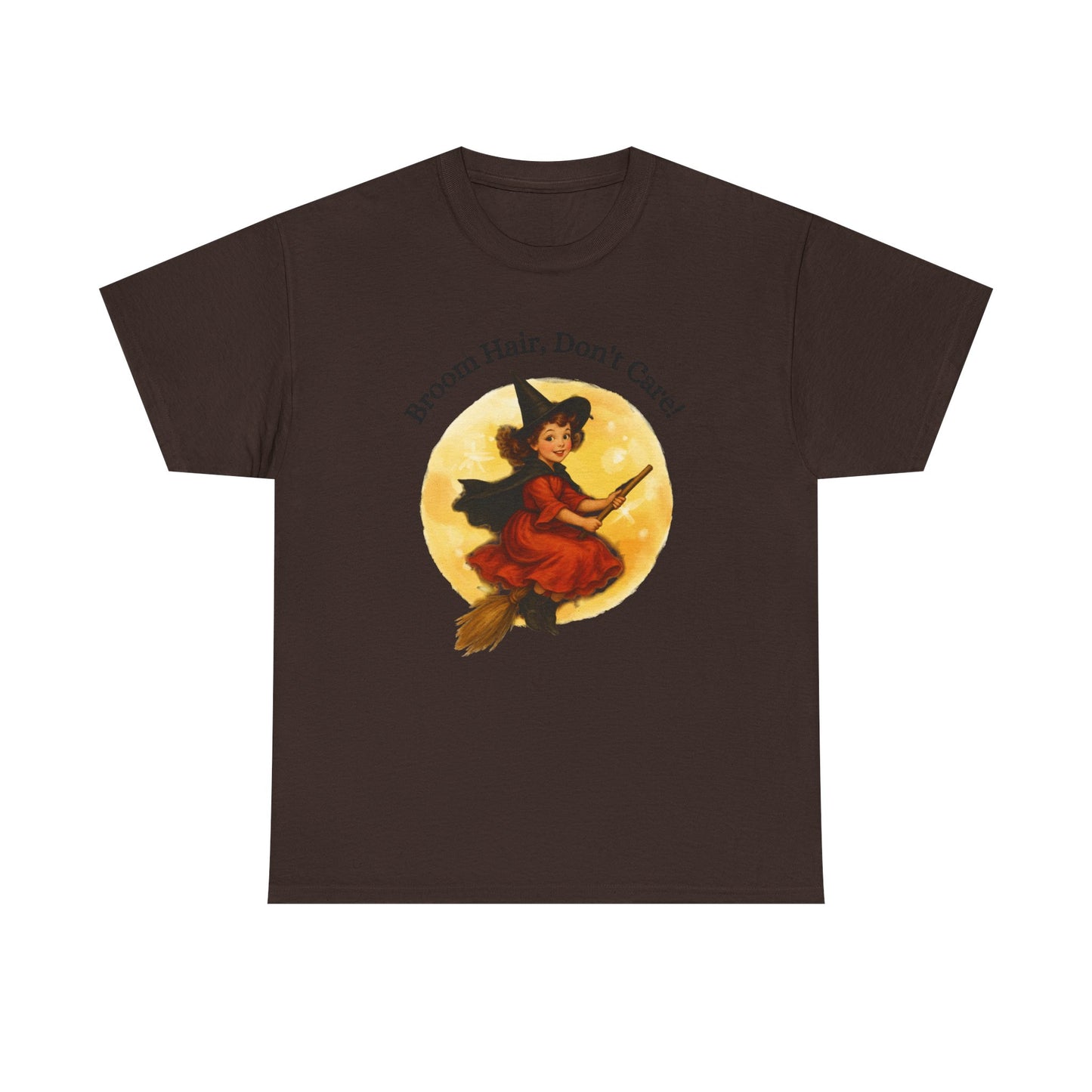 Vintage Cute Witch T-Shirt ,Retro Halloween Broomstick Tee