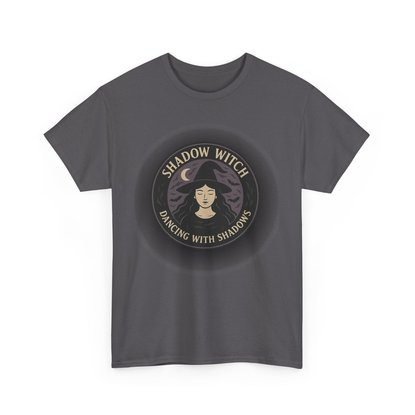 Shadow Witch Unisex Heavy Cotton Tee, Witchcraft Apparel, Halloween Gift, Boho Style T-Shirt, Magical Fashion, Gift for Witches