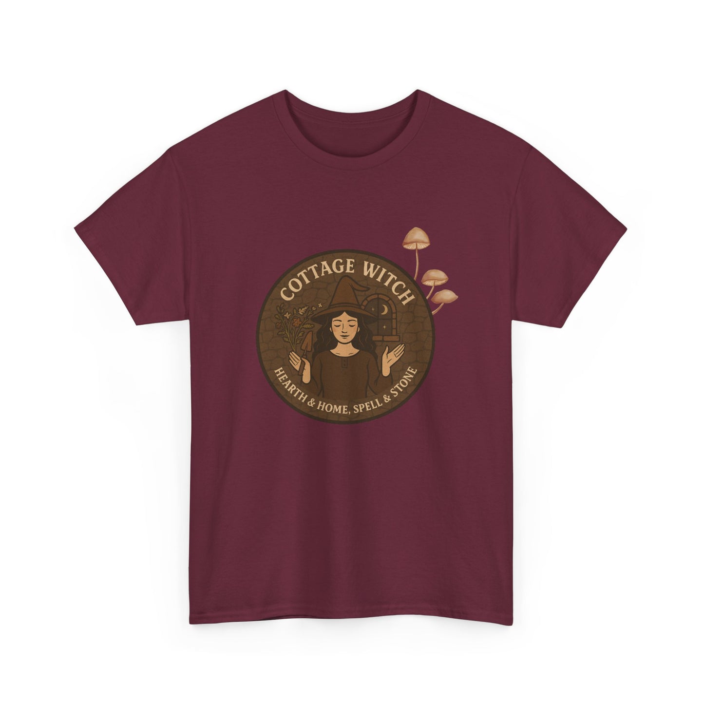 Cottage Witch T-Shirt, Unisex Heavy Cotton Tee, Boho Style Tee, Witchy Apparel, Halloween Costume, Gift for Witches