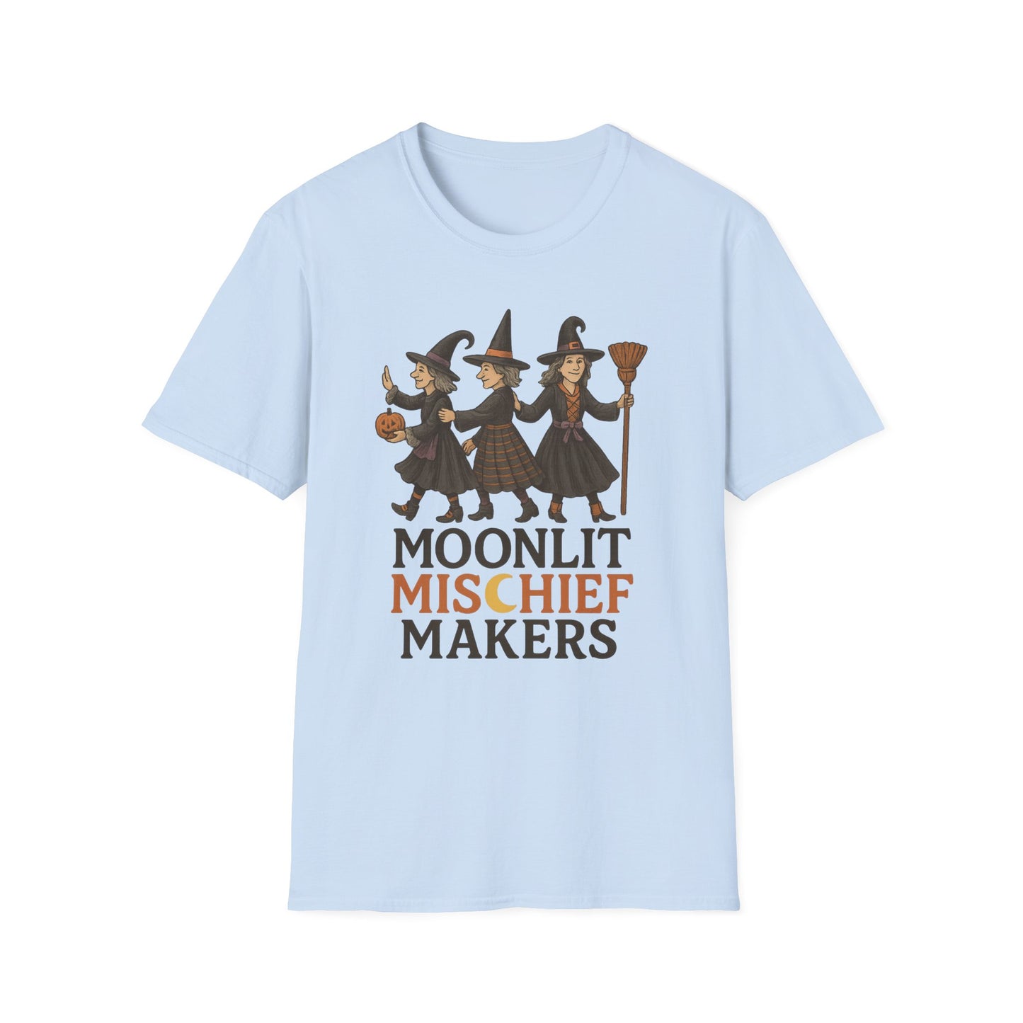 Moonlit Mischief Makers T-Shirt | Halloween, Witch Costume Tee, Unisex Graphic Shirt, Cute Halloween Outfit, Fall Fashion
