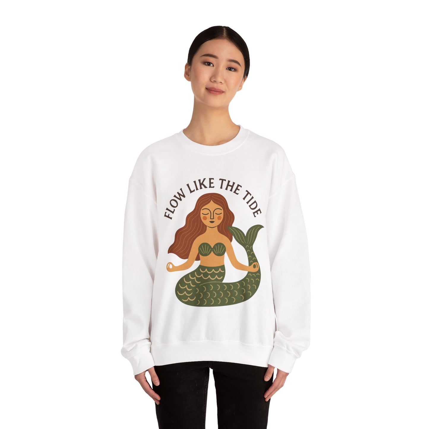 Flow Like the Tide - Boho Mermaid Crewneck Sweatshirt