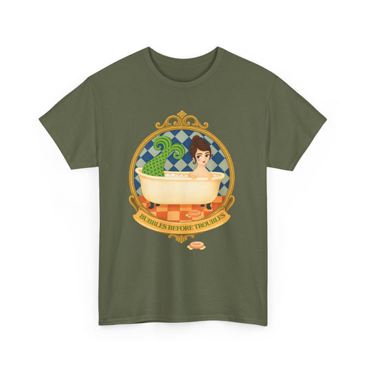 Mermaid Troubles ,Whimsical Bathtub Tee | Fun Gift for Aquatic Lovers, Retro Style T-Shirt, Quirky Graphic Tee, Unique Casual Wear, Bath-Themed Apparel
