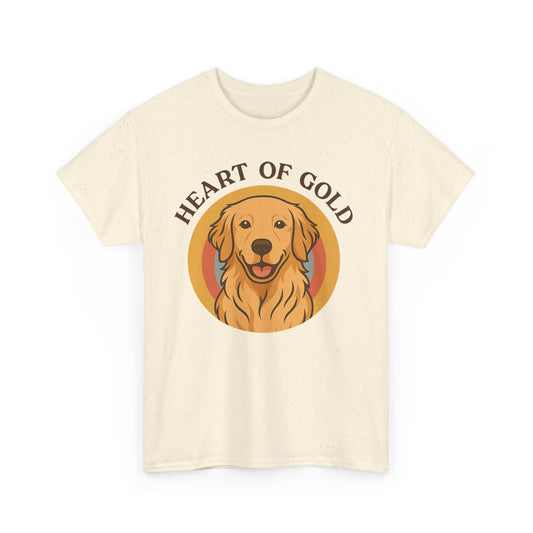 Golden Retriever, Heart of Gold Dog Tee - Unisex Heavy Cotton T-Shirt, Pet Lover Gift, Animal Lover Apparel, Golden Retriever Shirt,