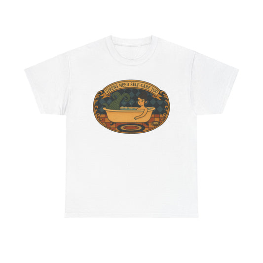 Sirens Need Self-Care too!  Unisex Heavy Cotton Tee, Relaxation Gift, Spa Day Top, Casual Wear, Gift for Friends, Self-Care Reminder Shirt