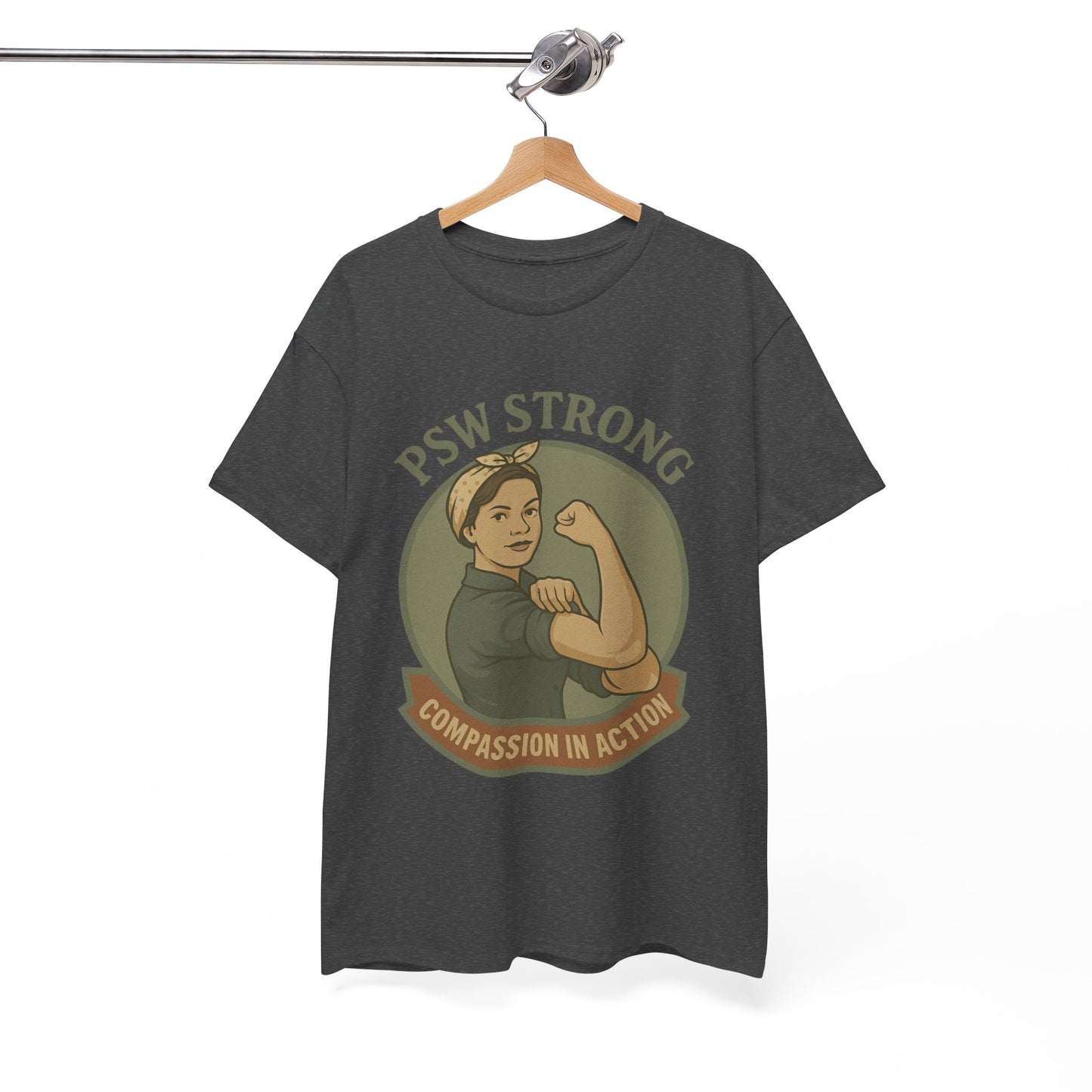 PSW Strong Unisex Heavy Cotton Tee | Compassion in Action T-Shirt, Motivational Tee, Gift for Caregivers, Healthcare Apparel, [...]