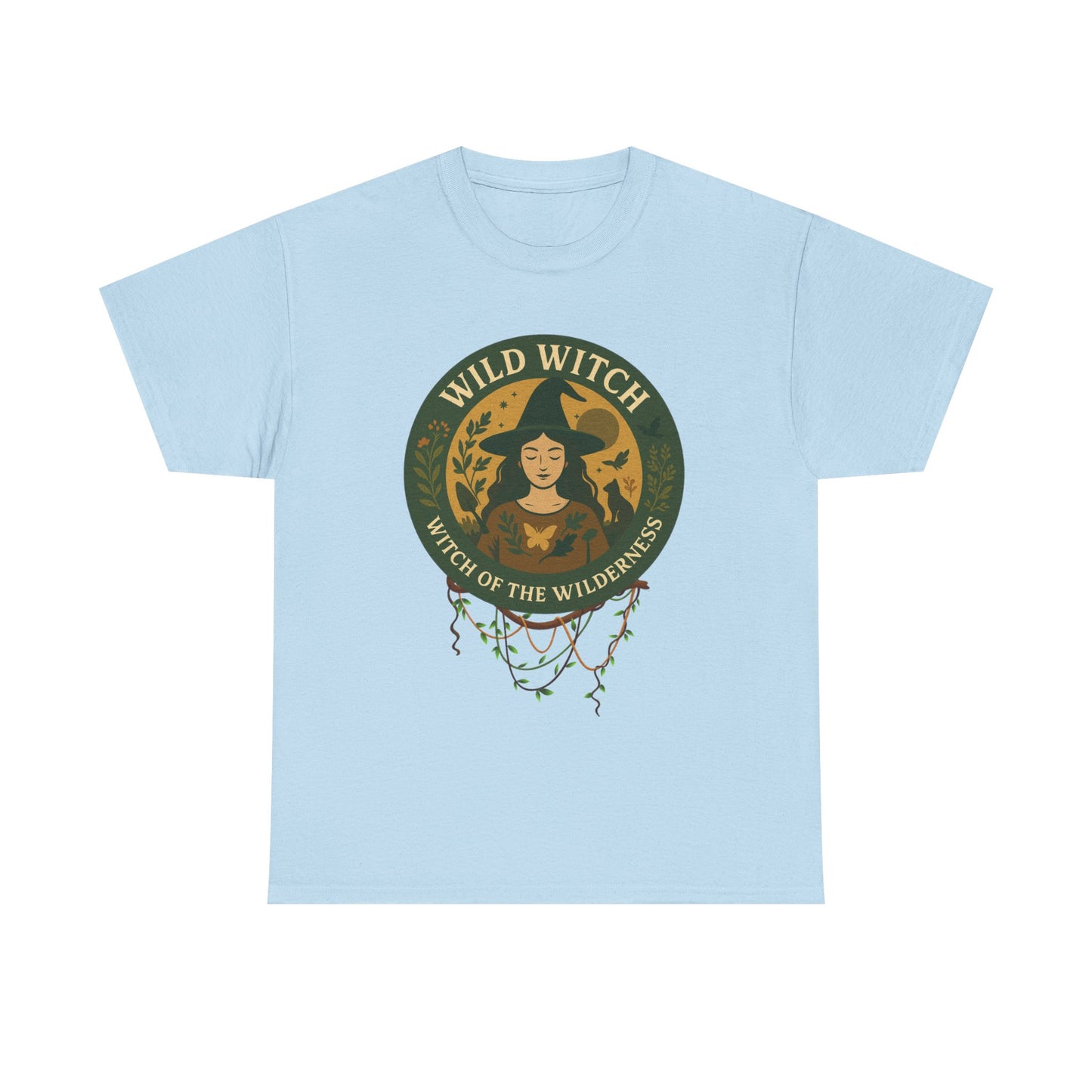 Wild Witch Unisex Heavy Cotton Tee, Bohemian T-Shirt, Nature Lover Gift, Witchy Apparel, Eco-Friendly Fashion, Casual Wear