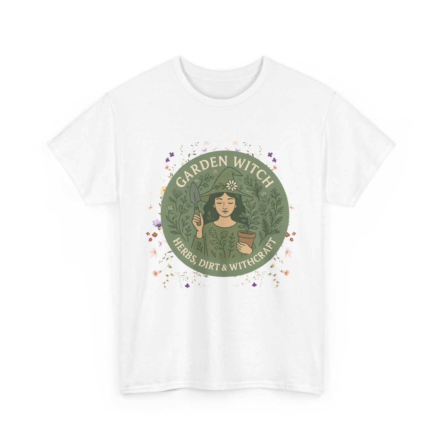 Garden Witch Unisex Heavy Cotton Tee | Perfect for Eco-Lovers, Magical Occasions, Gardening Enthusiasts, Gift for Witches, Cozy Wear