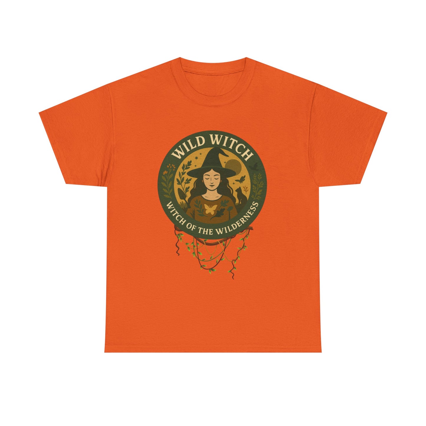Wild Witch Unisex Heavy Cotton Tee, Bohemian T-Shirt, Nature Lover Gift, Witchy Apparel, Eco-Friendly Fashion, Casual Wear