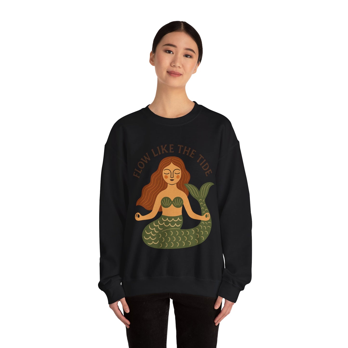 Flow Like the Tide - Boho Mermaid Crewneck Sweatshirt