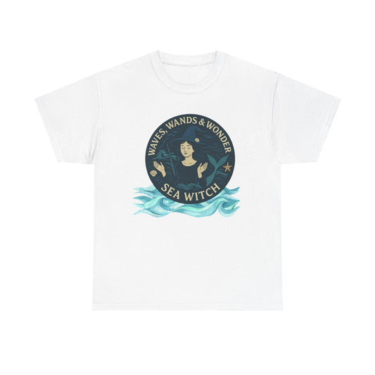 Sea Witch Unisex Tee, Ocean Sorceress T-shirt, Moonwoven by Luna, Sea Witch Shirt, Beach Goth Tee, Sea Witch Gift, Heavy Cotton Tshirt