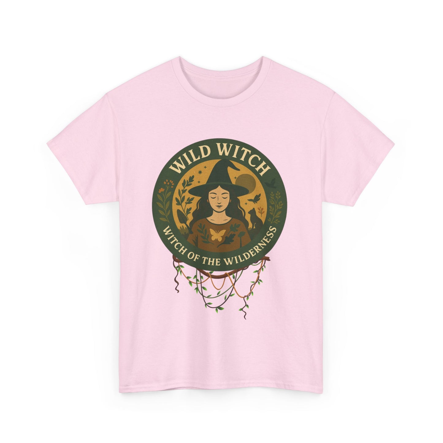 Wild Witch Unisex Heavy Cotton Tee, Bohemian T-Shirt, Nature Lover Gift, Witchy Apparel, Eco-Friendly Fashion, Casual Wear
