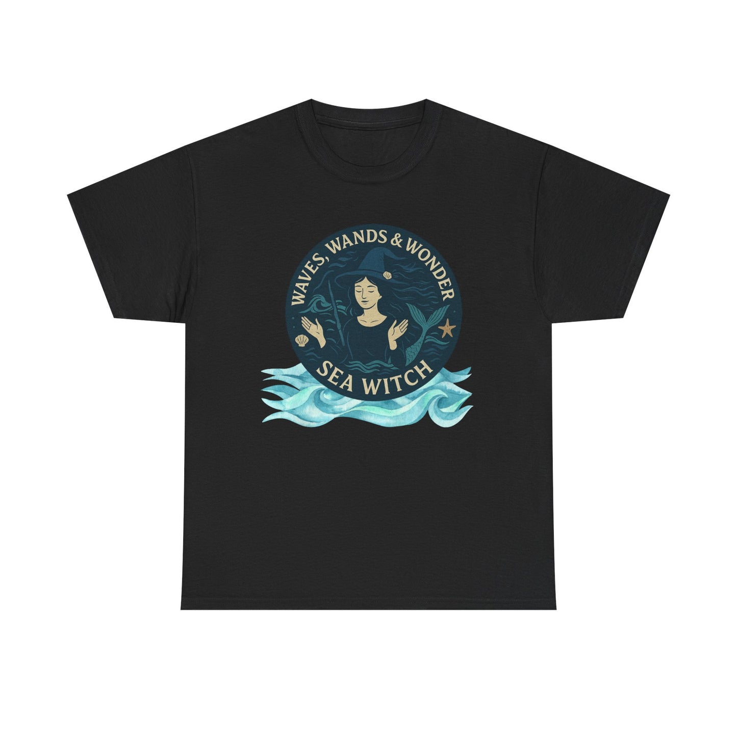 Sea Witch Unisex Tee, Ocean Sorceress T-shirt, Moonwoven by Luna, Sea Witch Shirt, Beach Goth Tee, Sea Witch Gift, Heavy Cotton Tshirt