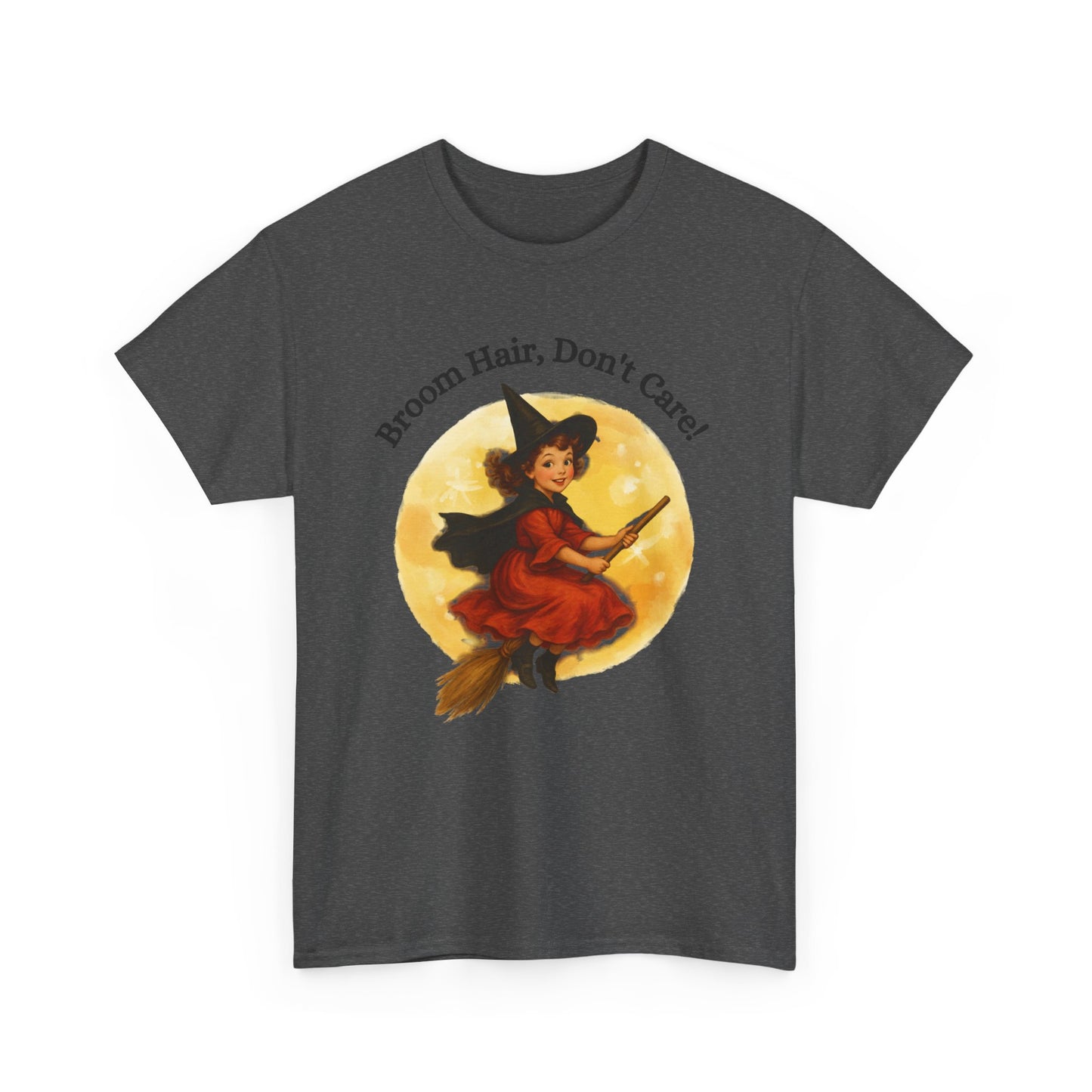 Vintage Cute Witch T-Shirt ,Retro Halloween Broomstick Tee