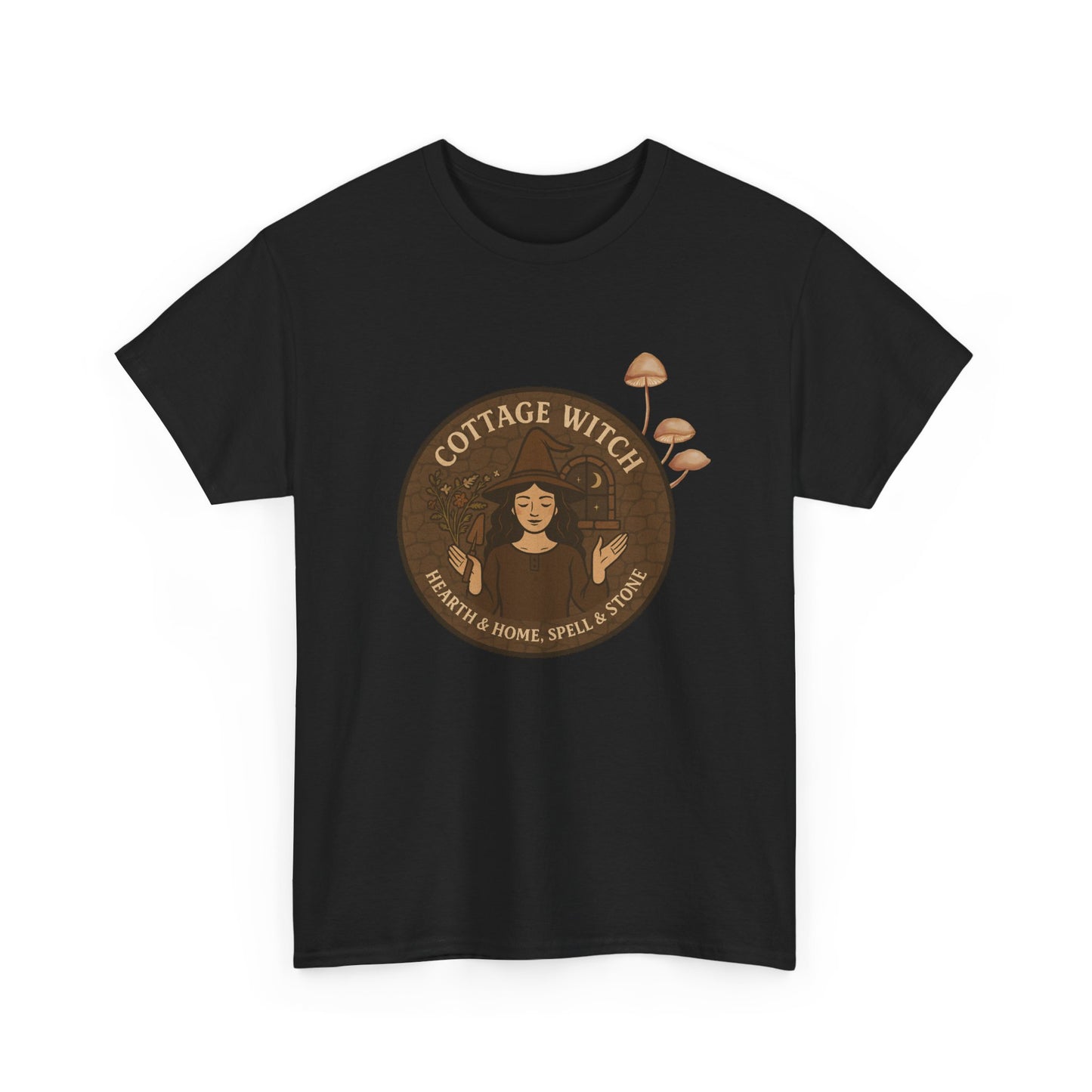Cottage Witch T-Shirt, Unisex Heavy Cotton Tee, Boho Style Tee, Witchy Apparel, Halloween Costume, Gift for Witches