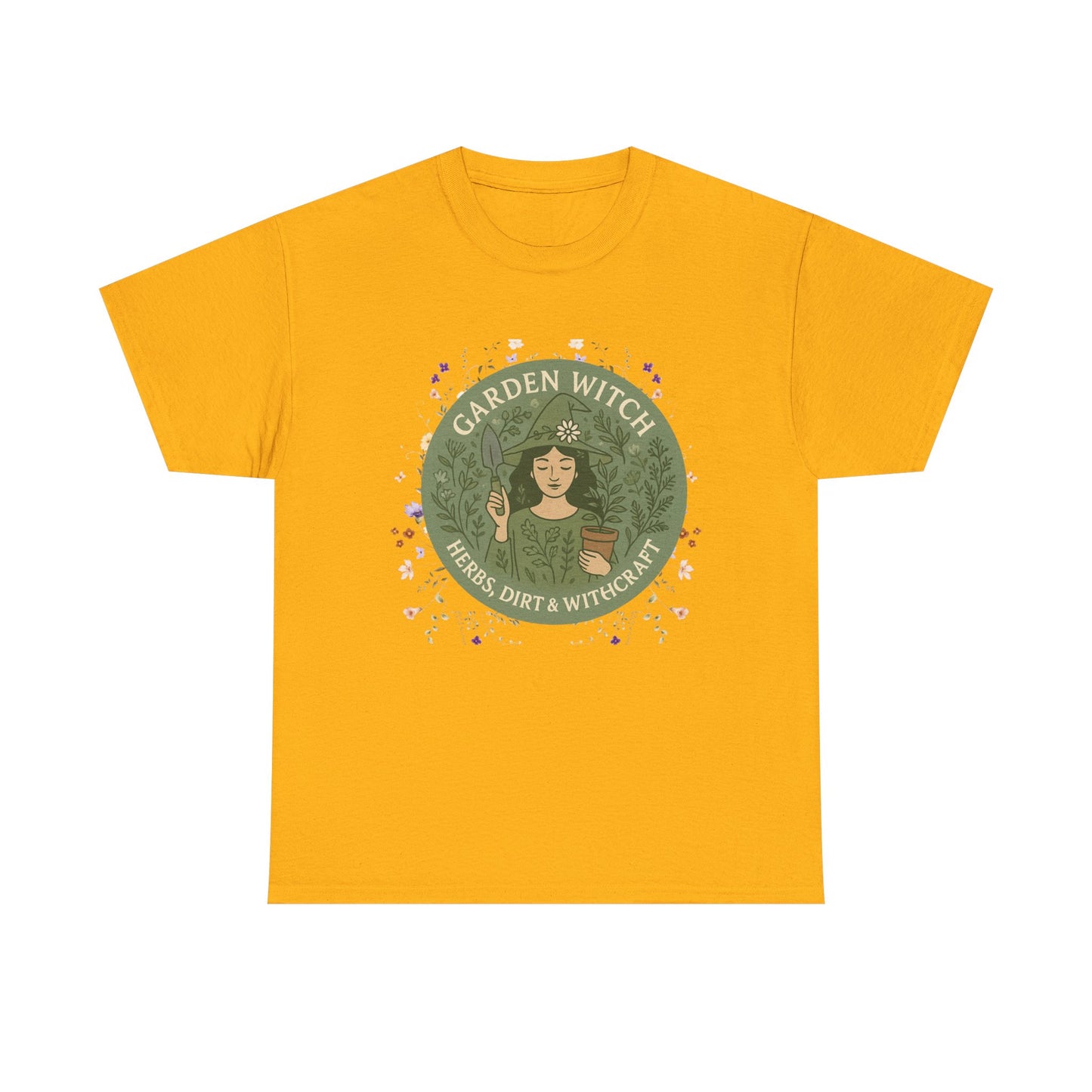 Garden Witch Unisex Heavy Cotton Tee | Perfect for Eco-Lovers, Magical Occasions, Gardening Enthusiasts, Gift for Witches, Cozy Wear